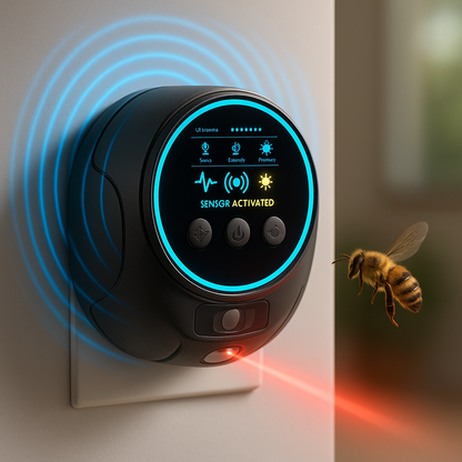 Appareil répulsif ultrasonique pour abeilles et guêpes, sans produits chimiques, couverture à 360° pour la lutte antiparasitaire à la maison et en extérieur