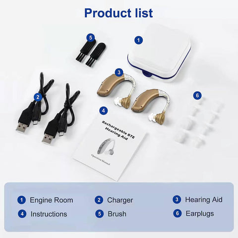 Appareils auditifs numériques rechargeables contour d’oreille avec réduction du bruit
