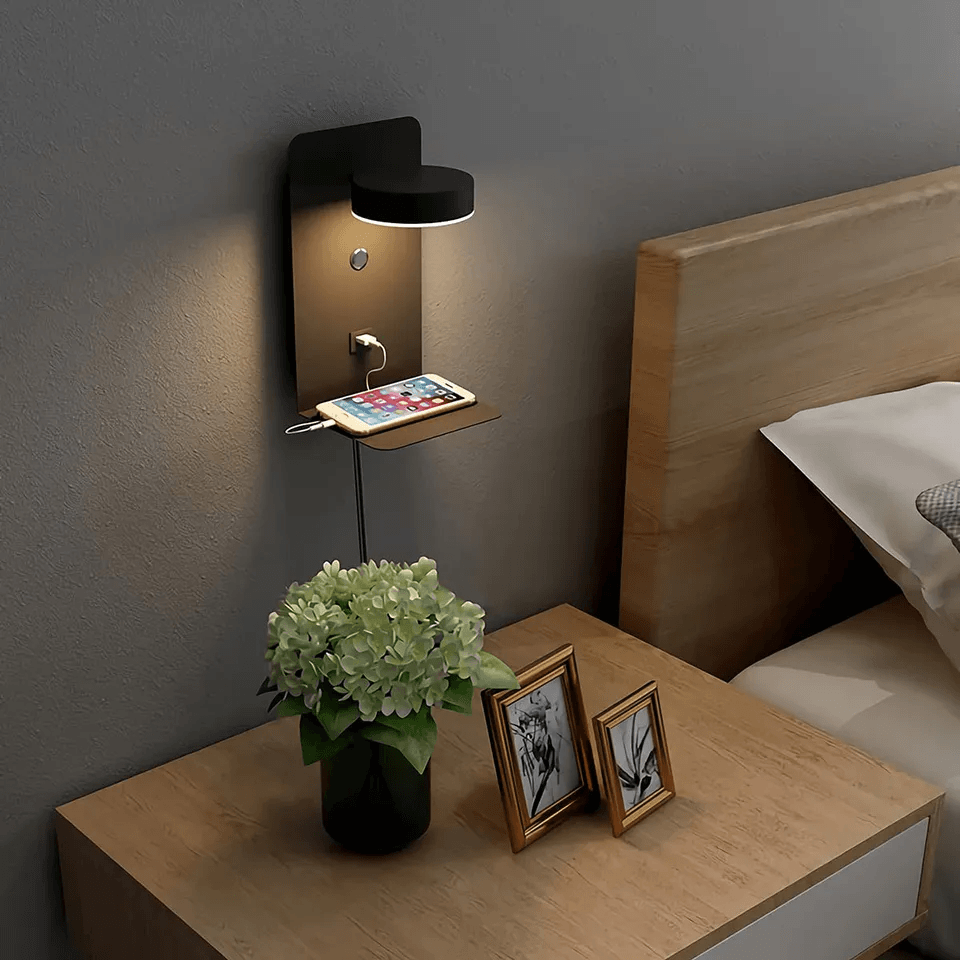 Applique murale avec tablette de recharge – réglable