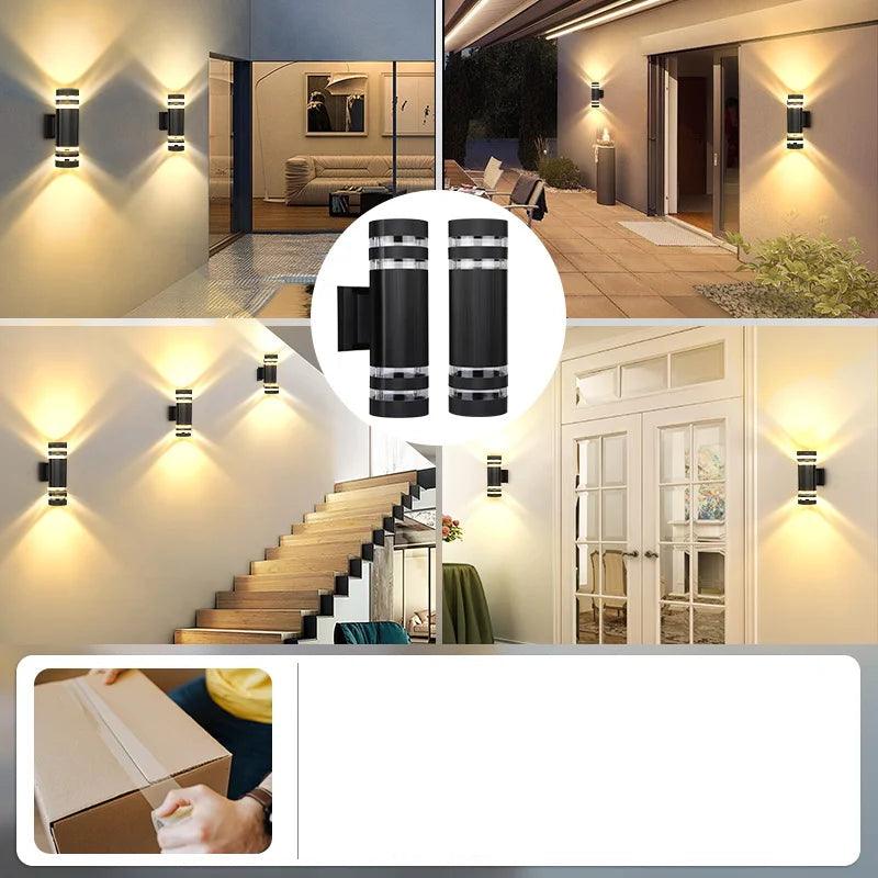Applique murale d’extérieur LED moderne IP65 à éclairage haut et bas avec douille E27