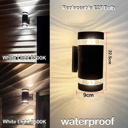Applique murale d’extérieur LED moderne IP65 à éclairage haut et bas avec douille E27