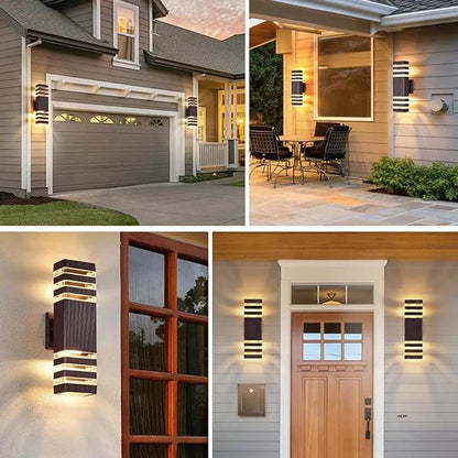 Applique murale d’extérieur LED moderne IP65 à éclairage haut et bas avec douille E27