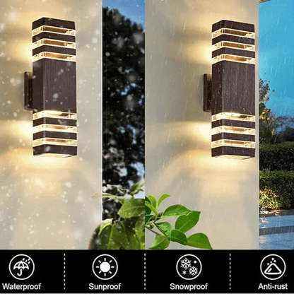 Applique murale d’extérieur LED moderne IP65 à éclairage haut et bas avec douille E27