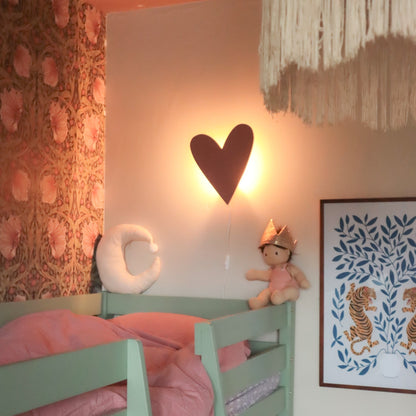 Applique murale en bois pour chambre d’enfant | en forme de cœur - rose terre cuite