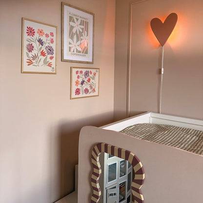 Applique murale en bois pour chambre d’enfant | en forme de cœur - rose terre cuite