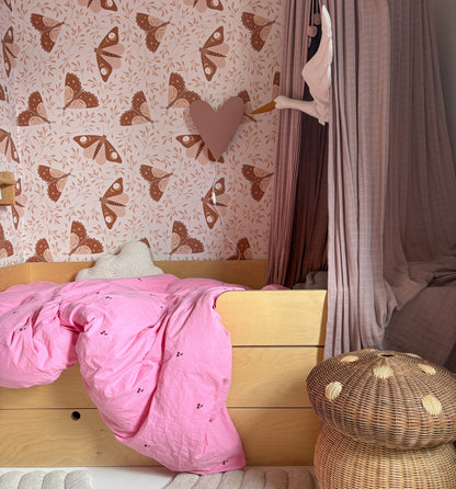 Applique murale en bois pour chambre d’enfant | en forme de cœur - rose terre cuite