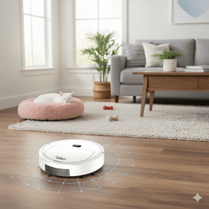 Aspirateur robot intelligent à nettoyage ultra-silencieux et filtration HEPA