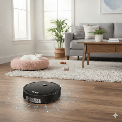 Aspirateur robot intelligent à nettoyage ultra-silencieux et filtration HEPA