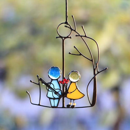 Attrape-soleil, suspension de fenêtre, art en verre coloré