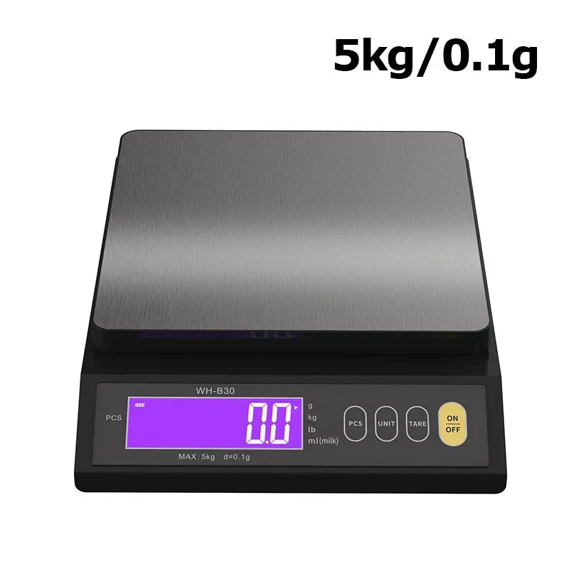 Balance de cuisine électronique numérique 5 kg/0,1 g et 10 kg/1 g, écran LCD, entièrement étanche, en acier inoxydable, outil de pesage pour la pâtisserie