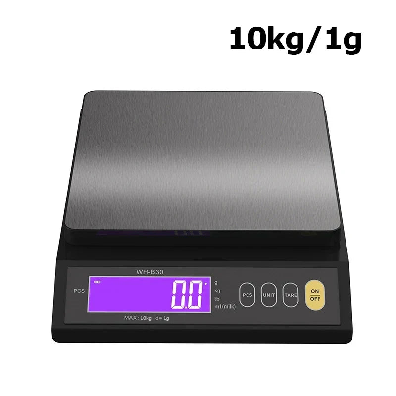 Balance de cuisine électronique numérique 5 kg/0,1 g et 10 kg/1 g, écran LCD, entièrement étanche, en acier inoxydable, outil de pesage pour la pâtisserie