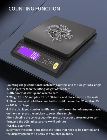Balance de cuisine électronique numérique 5 kg/0,1 g et 10 kg/1 g, écran LCD, entièrement étanche, en acier inoxydable, outil de pesage pour la pâtisserie