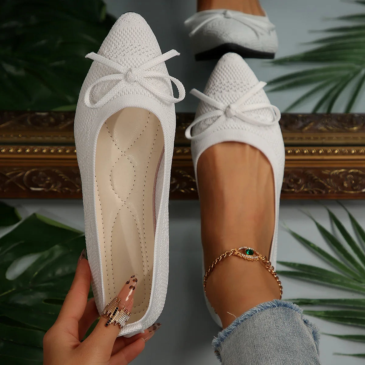 Ballerines femme à bout pointu à enfiler