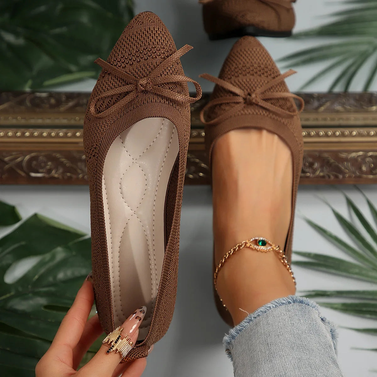 Ballerines femme à bout pointu à enfiler