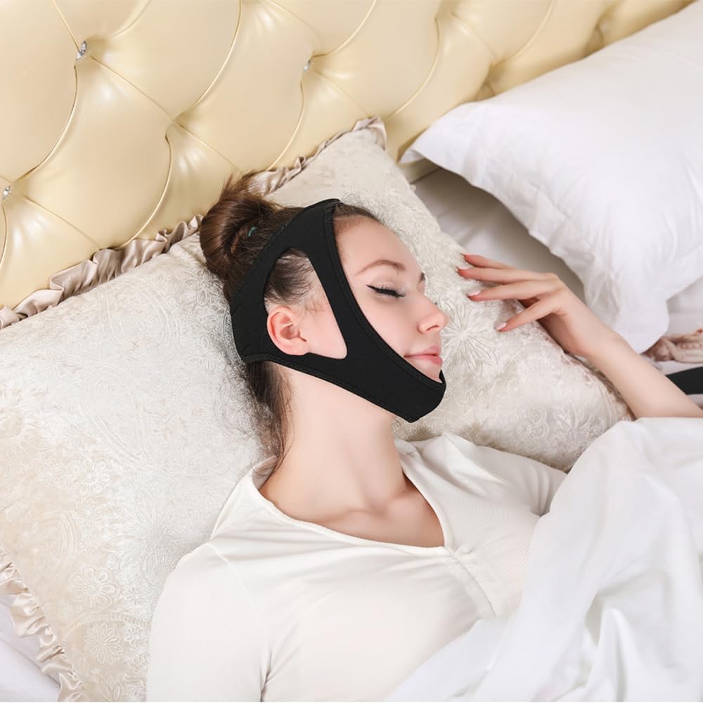 Bande mentonnière anti-ronflement en néoprène respirant – réduit les ronflements et assure un sommeil confortable la nuit