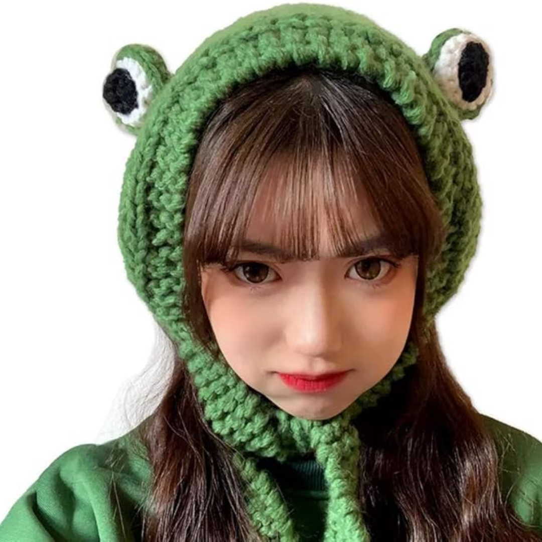 Bandeau chauffe-oreilles au crochet à motif grenouille