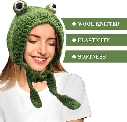 Bandeau chauffe-oreilles au crochet à motif grenouille