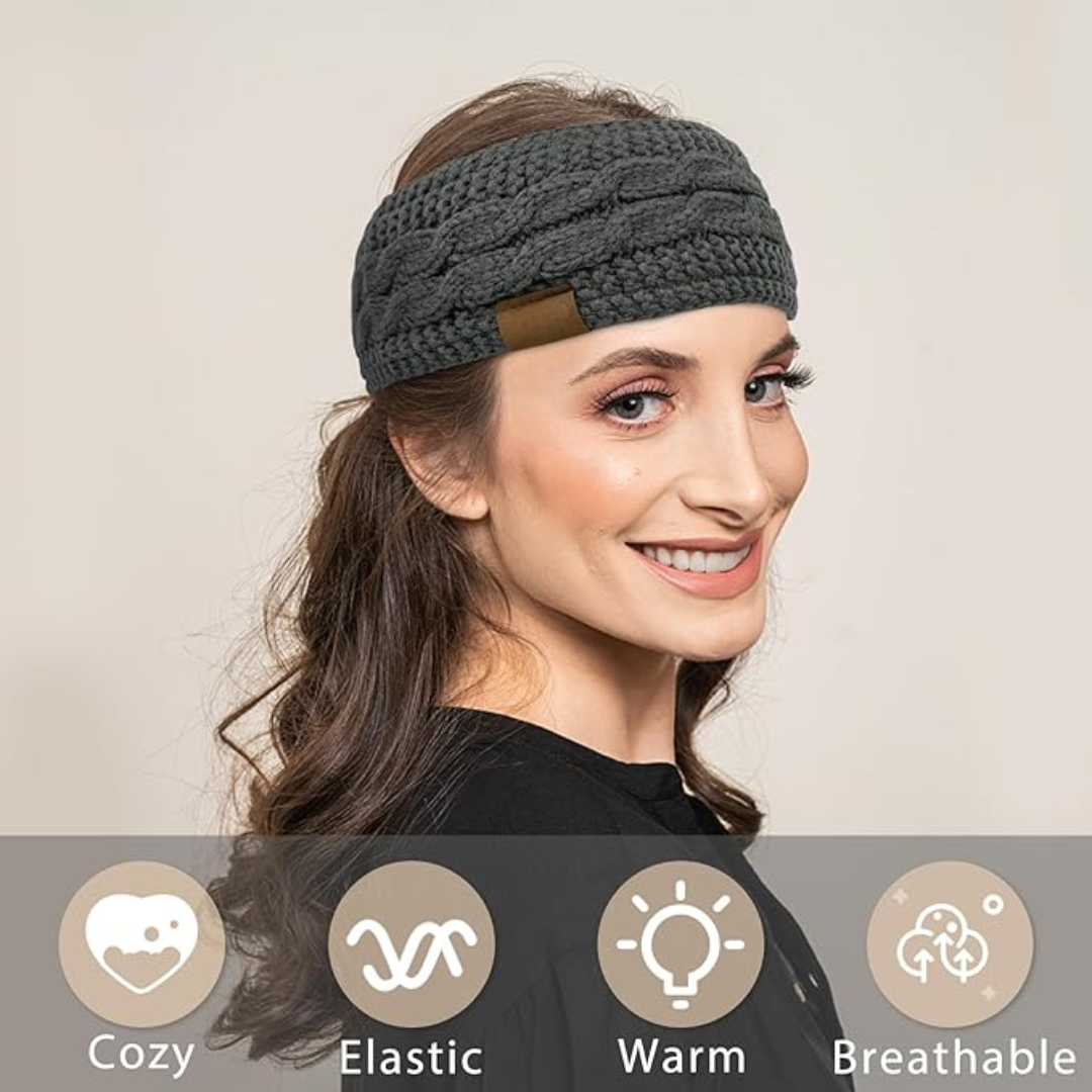 Bandeau d’oreilles en tricot chaud doublé en polaire