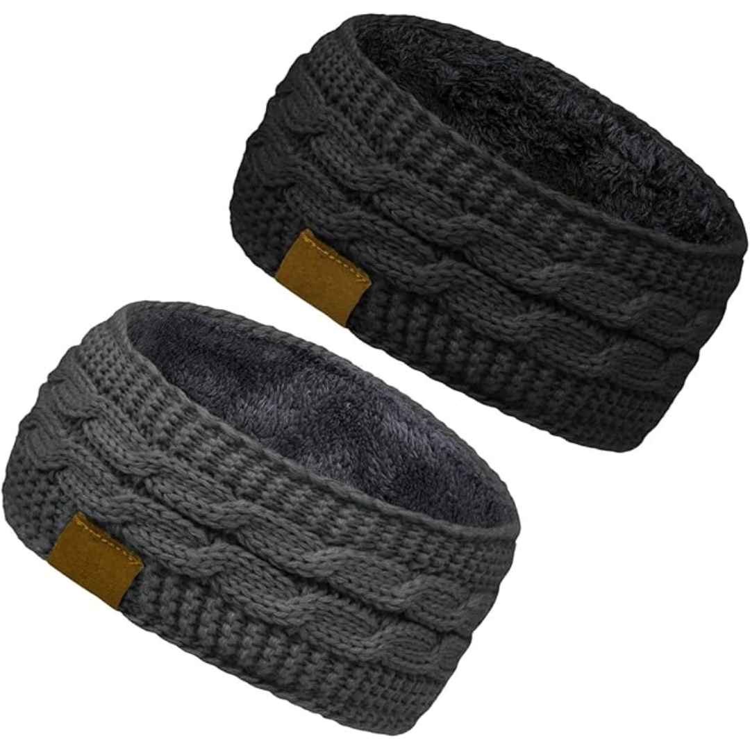Bandeau d’oreilles en tricot chaud doublé en polaire