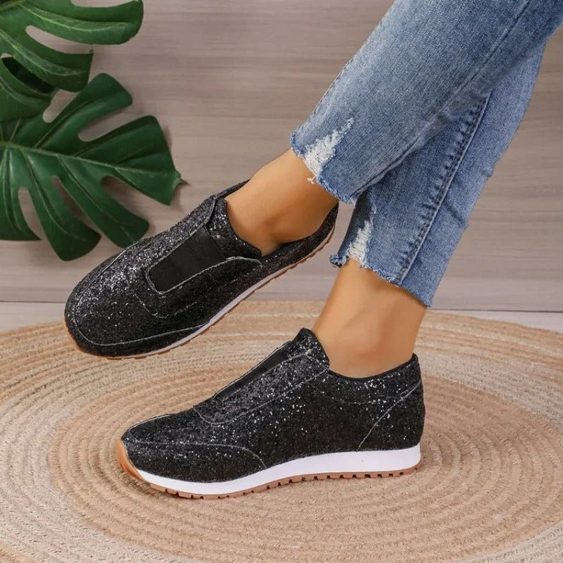 Baskets à enfiler pailletées femme