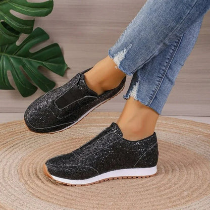 Baskets à enfiler pailletées femme