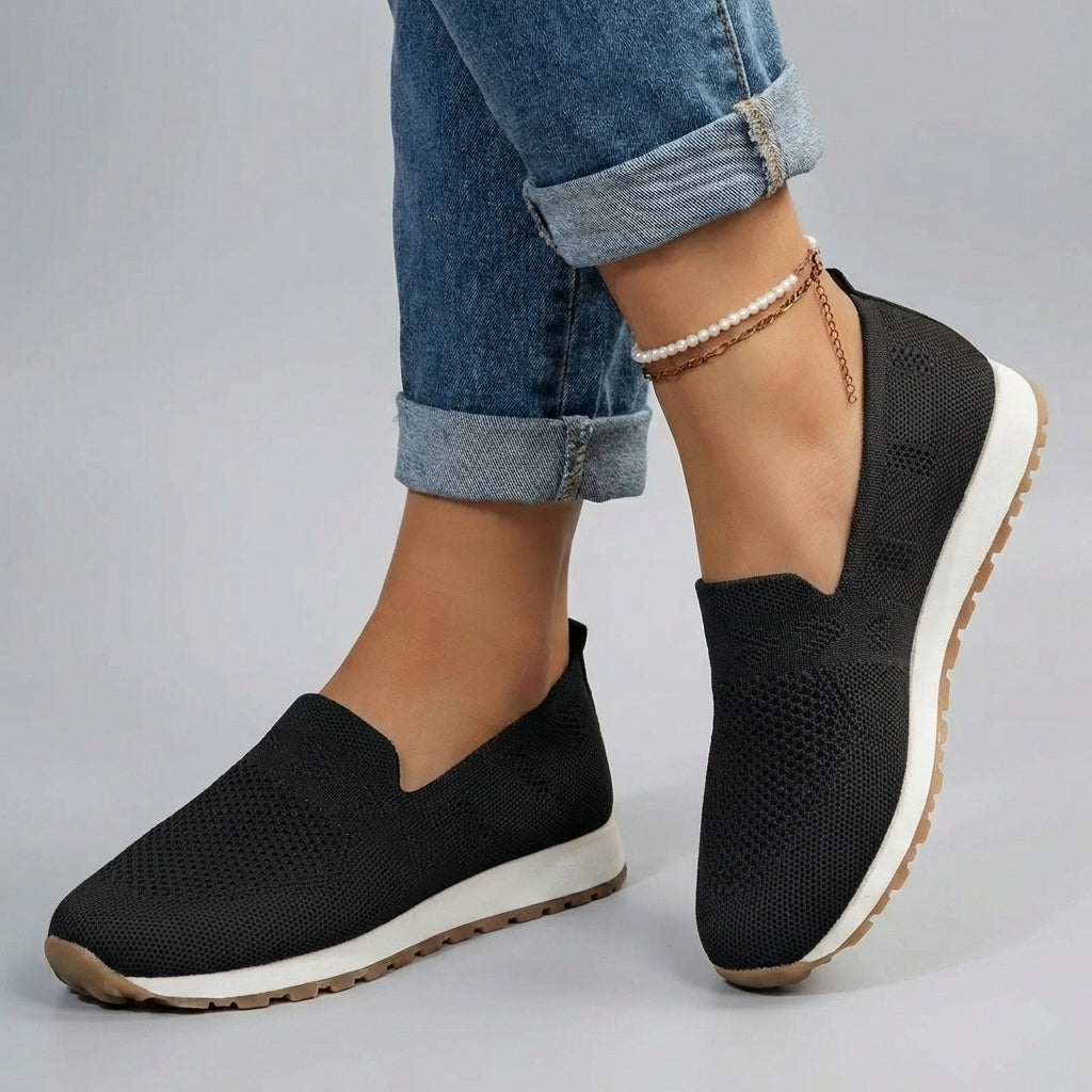 Baskets en maille à enfiler confortables avec soutien de la voûte plantaire
