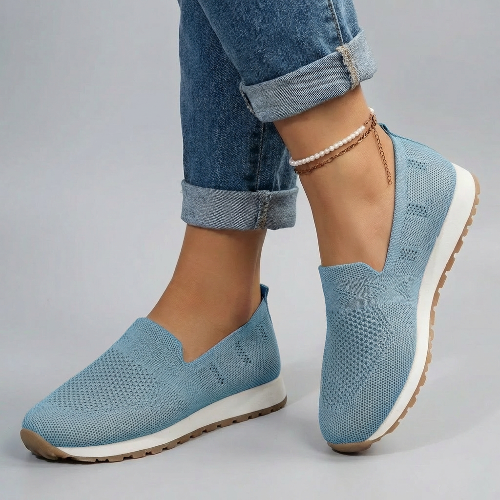Baskets en maille à enfiler confortables avec soutien de la voûte plantaire