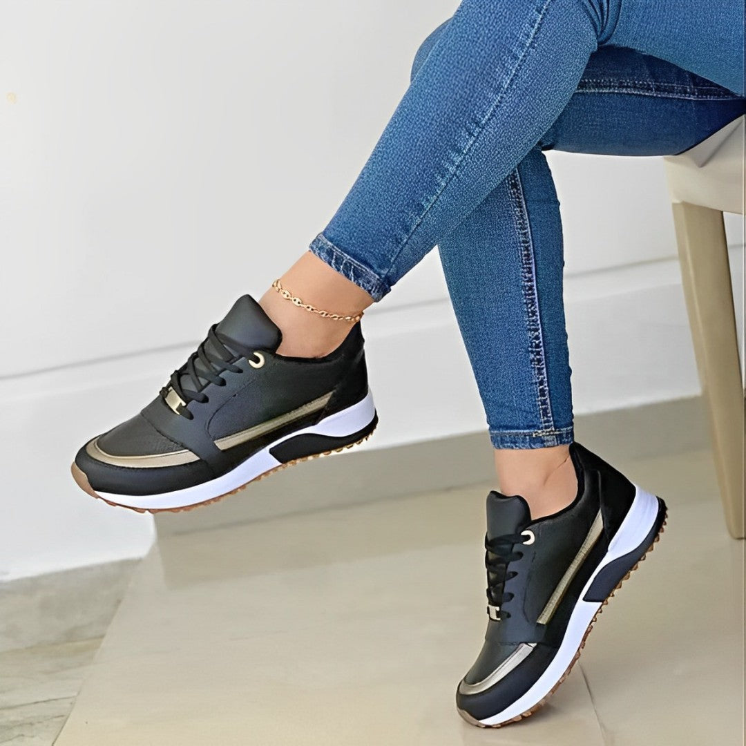 Baskets femme avec détails métallisés et amorti