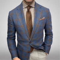 Blazer à carreaux à revers crantés pour homme