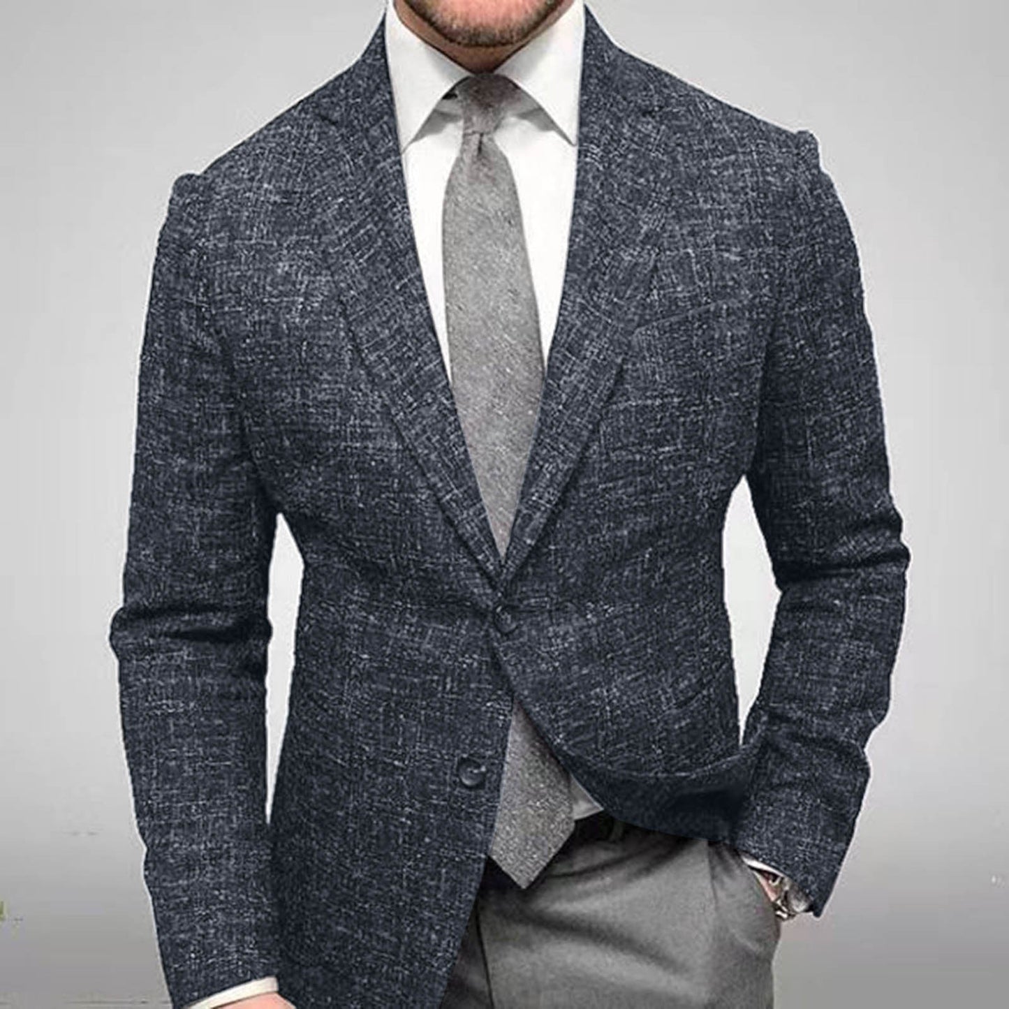 Blazer à carreaux à revers crantés pour homme