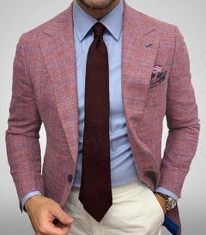 Blazer à carreaux à revers crantés pour homme