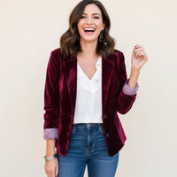 Blazer classique en velours pour femme