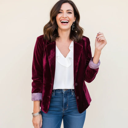 Blazer classique en velours pour femme