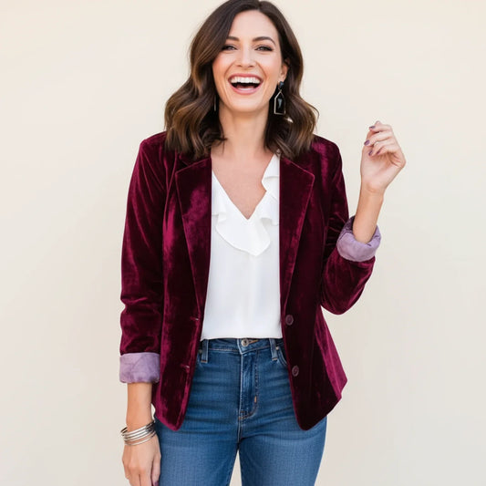 Blazer classique en velours pour femme