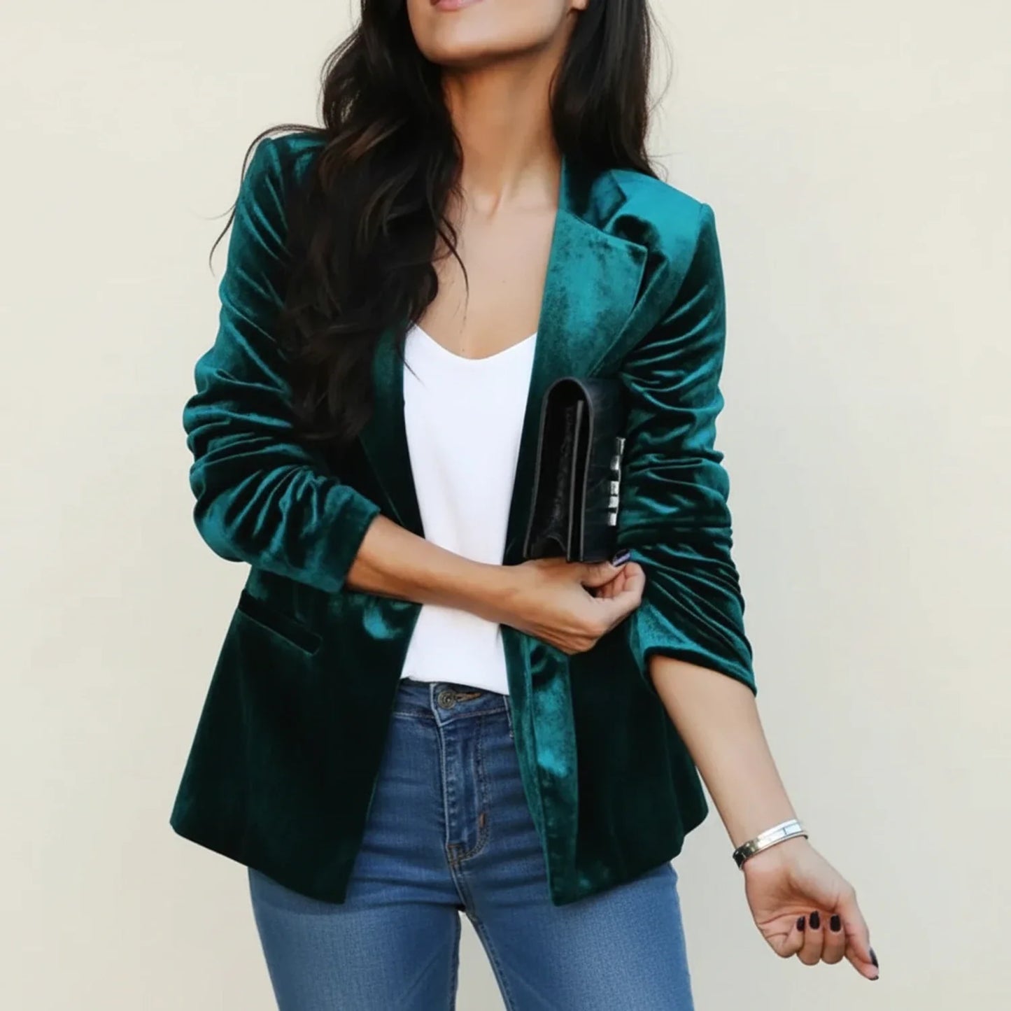Blazer classique en velours pour femme