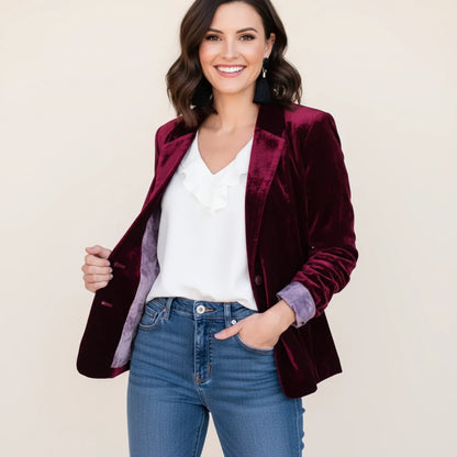 Blazer classique en velours pour femme