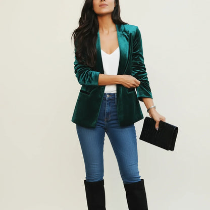 Blazer classique en velours pour femme