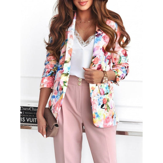 Blazer femme à motif floral botanique