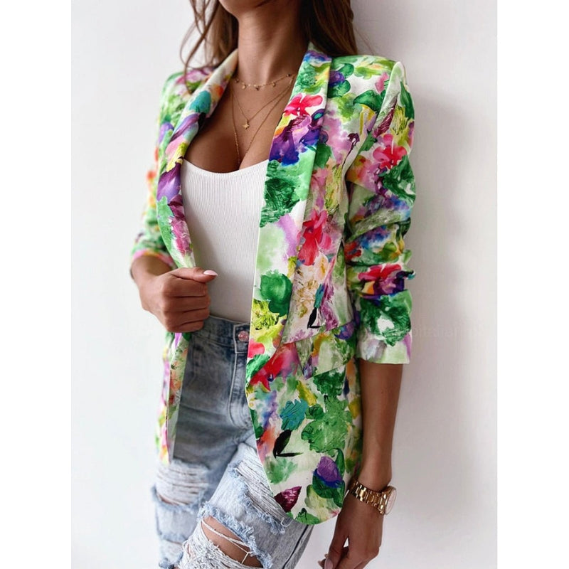 Blazer femme à motif floral botanique