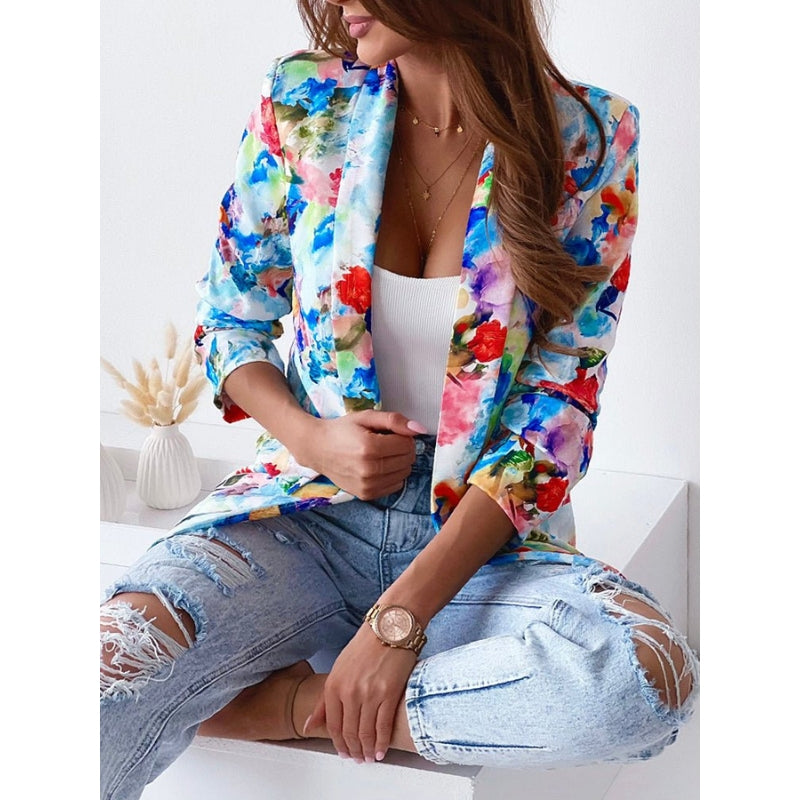 Blazer femme à motif floral botanique
