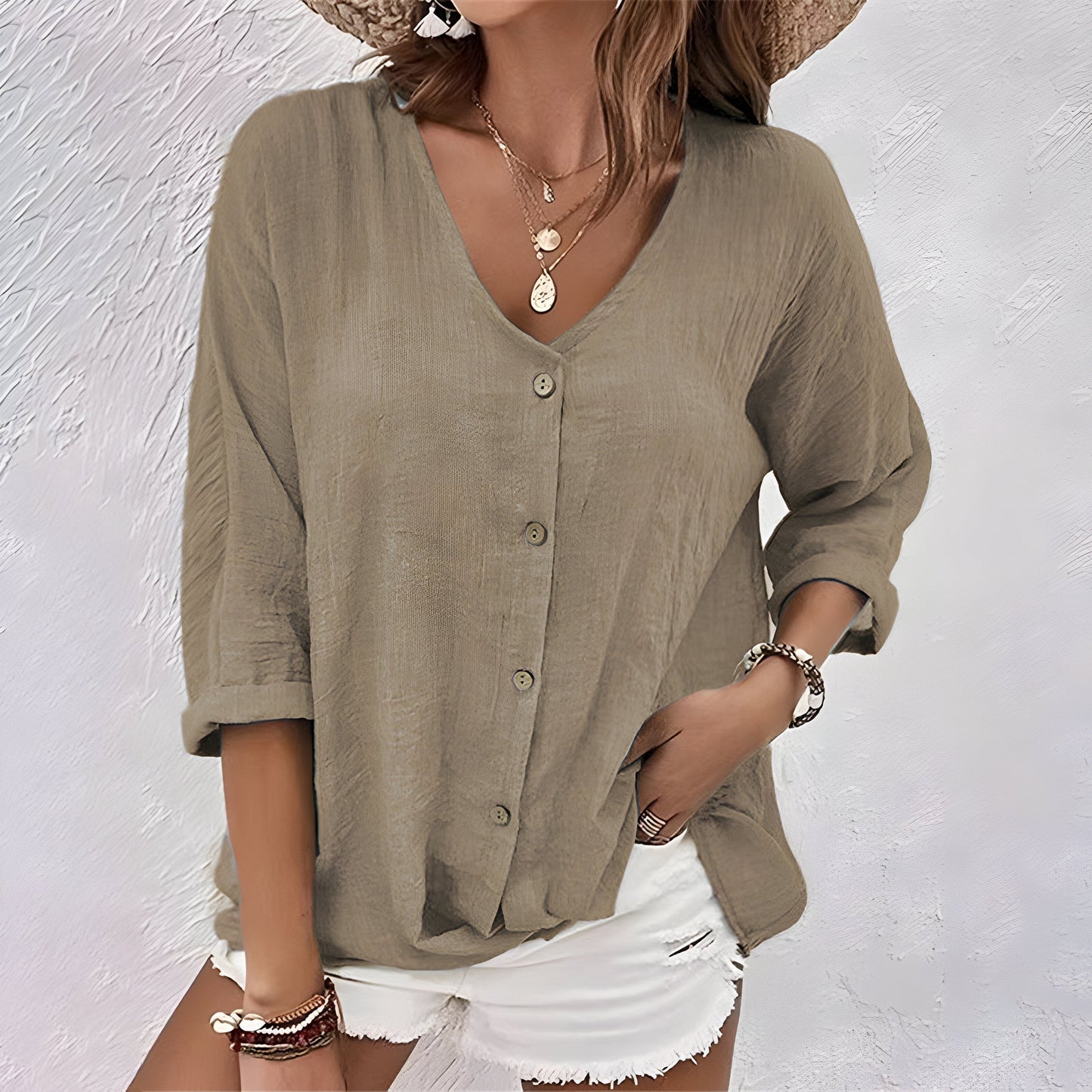 Blouse à boutons pour femme
