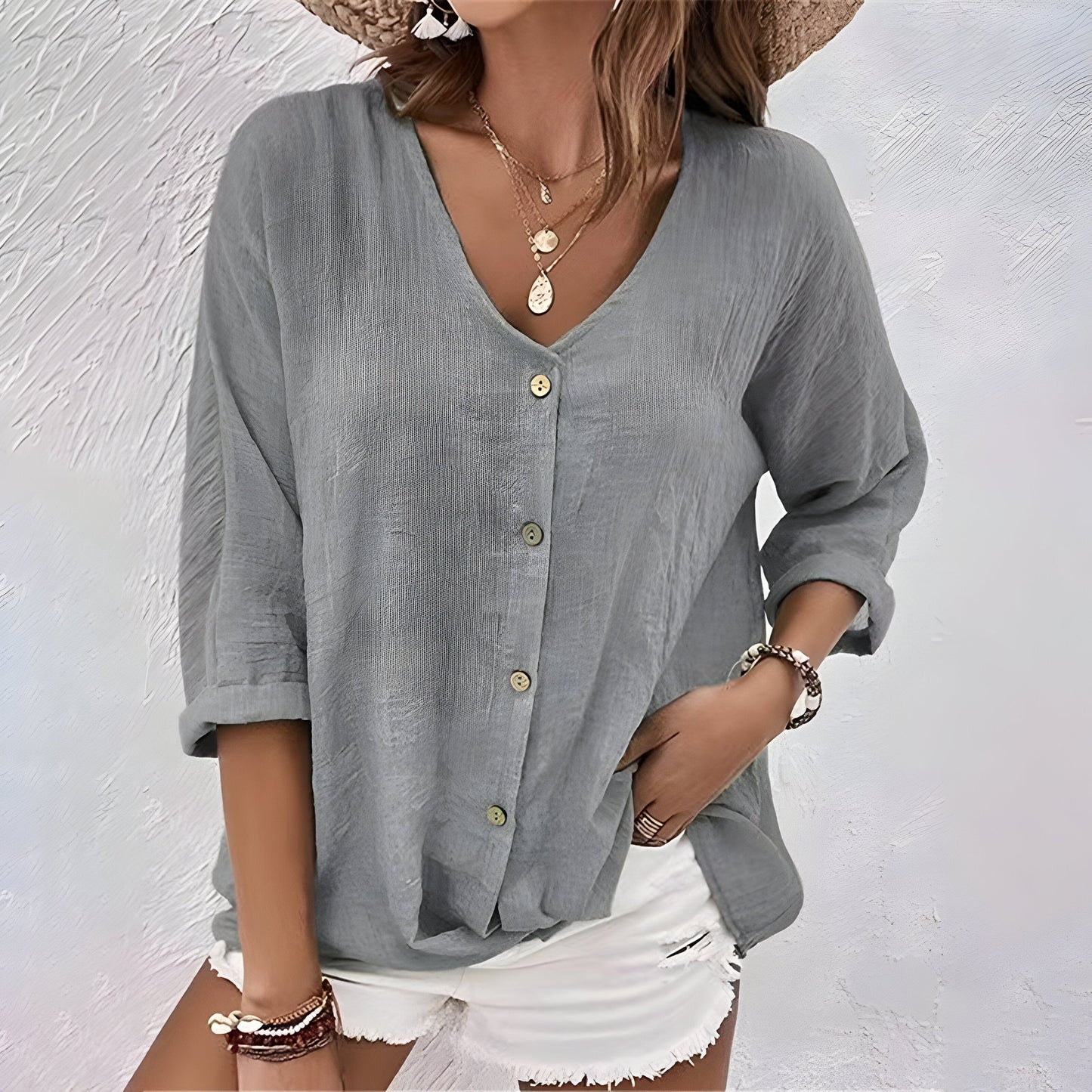 Blouse à boutons pour femme