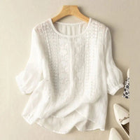 Blouse brodée pour femme à coupe décontractée