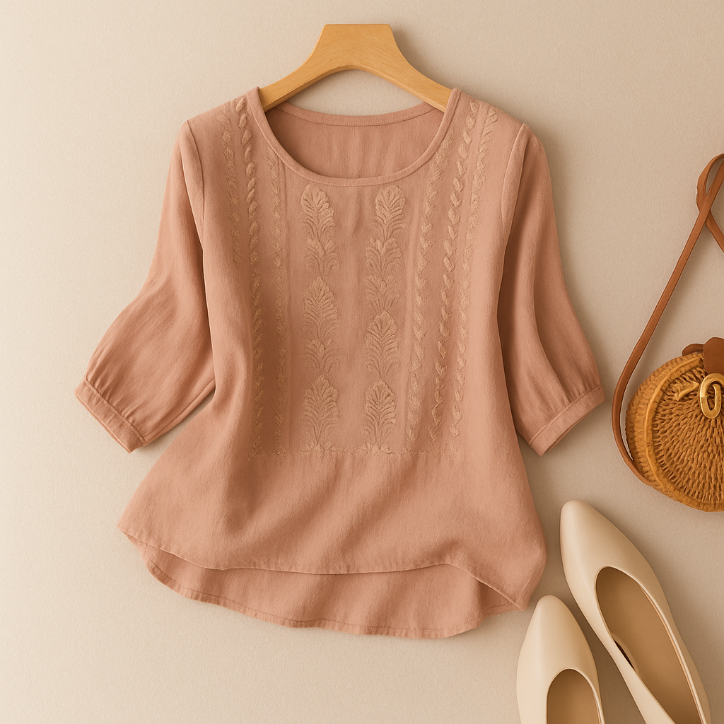 Blouse brodée pour femme à coupe décontractée
