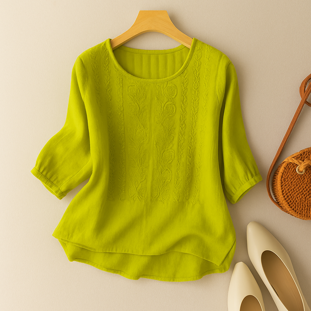 Blouse brodée pour femme à coupe décontractée