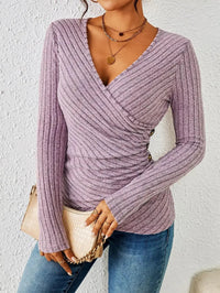 Blouse cache-cœur à manches longues pour femme