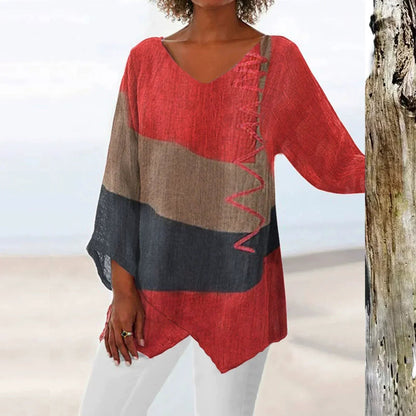 Blouse color-block à manches longues pour femme