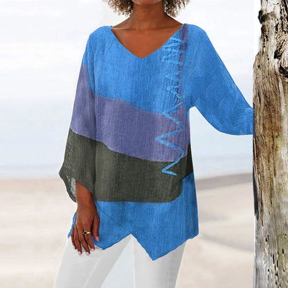 Blouse color-block à manches longues pour femme