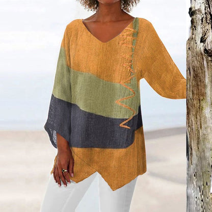 Blouse color-block à manches longues pour femme