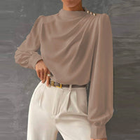 Blouse drapée à manches longues pour femme